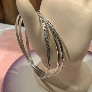 Set of 3 Black Silver Bracelets